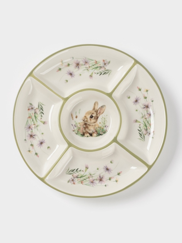 Менажница Доляна "Зайка" цвет белый  5 ячеек 25,5х3 см