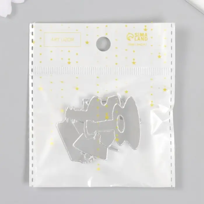 Декор для творчества пластик зеркальный "Музыкальные инструменты" набор 6 шт