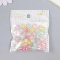 Бусины пластик "Шар с гранями - внутренний цвет ассорти" набор 20 гр d=0,8 см