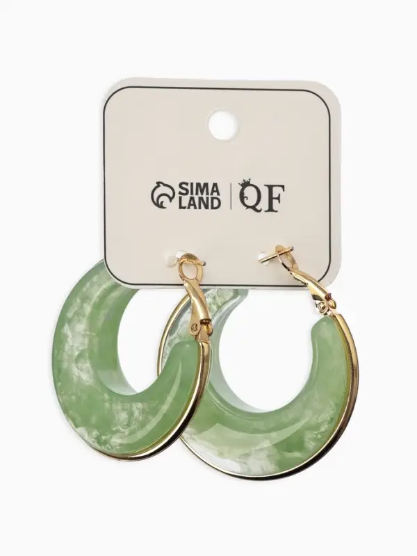 Серьги-кольца акрил "Тренд", цвет нефритовый в золоте