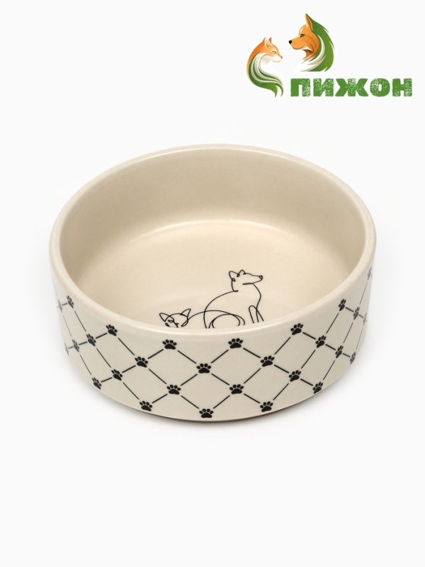 Миска керамическая "Кошачьи лапки" 180 мл, 10,5 х 4 см, слоновая кость