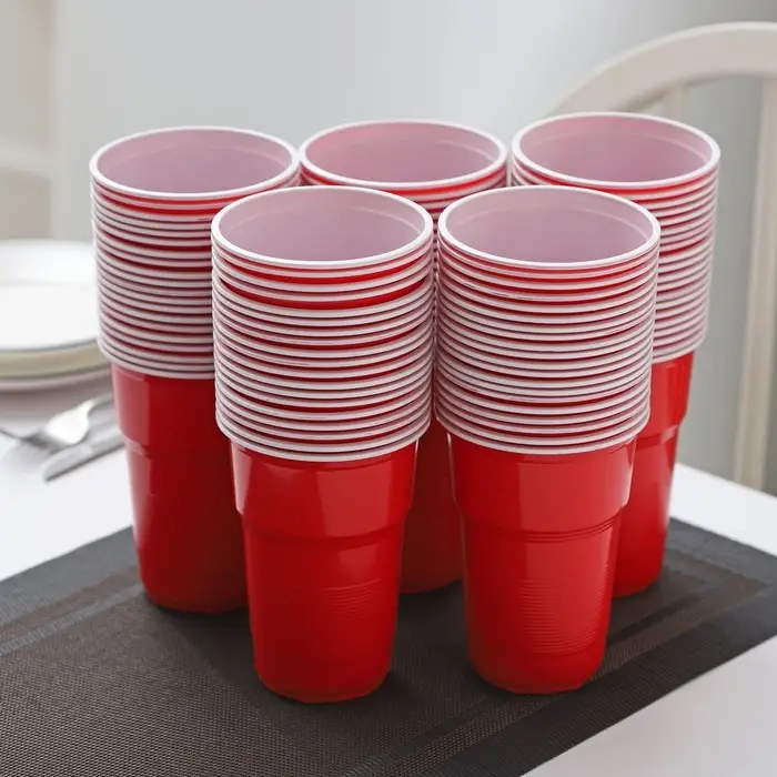 Стакан одноразовый пластиковый &laquo;Факел Экстра&raquo;, 500 мл, красно-белый