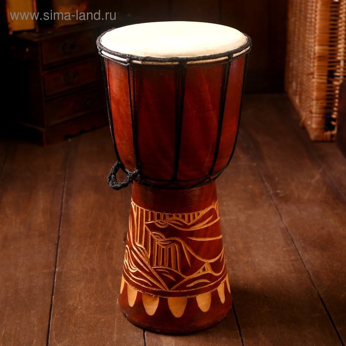 Сувенирный музыкальный инструмент "Барабан Джембе Узоры" 30х15х15 см   МИКС