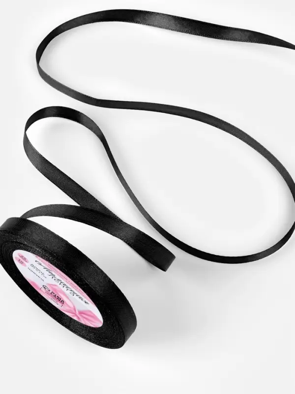 Лента атласная, 10 мм &times; 23 &plusmn; 1 м, цвет чёрный №39