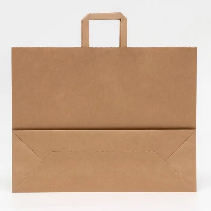 Пакет бумажный крафт 90 г/м&sup2;, плоская ручка, 45 х 15 х 35 см