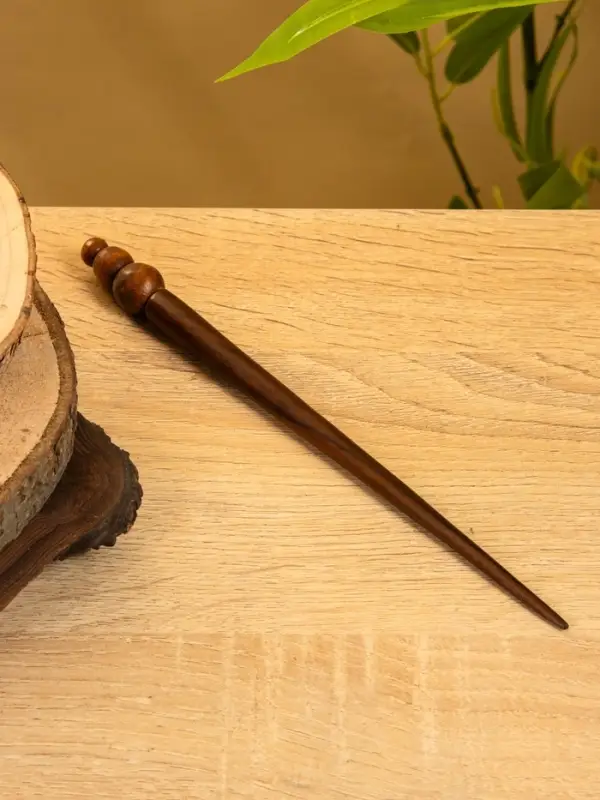 Заколка для волос фигурная, дерево Соно, 20 см, цв. тёмно-коричневый