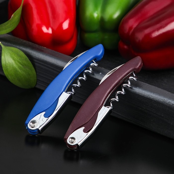 Штопор складной Доляна &laquo;Акула&raquo;, нержавеющая сталь, цвет МИКС