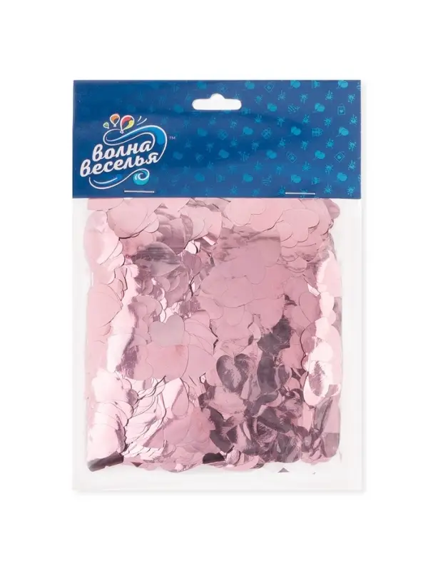 Конфетти &laquo;Сердце&raquo; светло-розовые, металлик, 1.5 см, 50 г