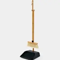 Щетка с совком "Meli Loft" бамбуковый держатель, цвет черный 26х24х96 см