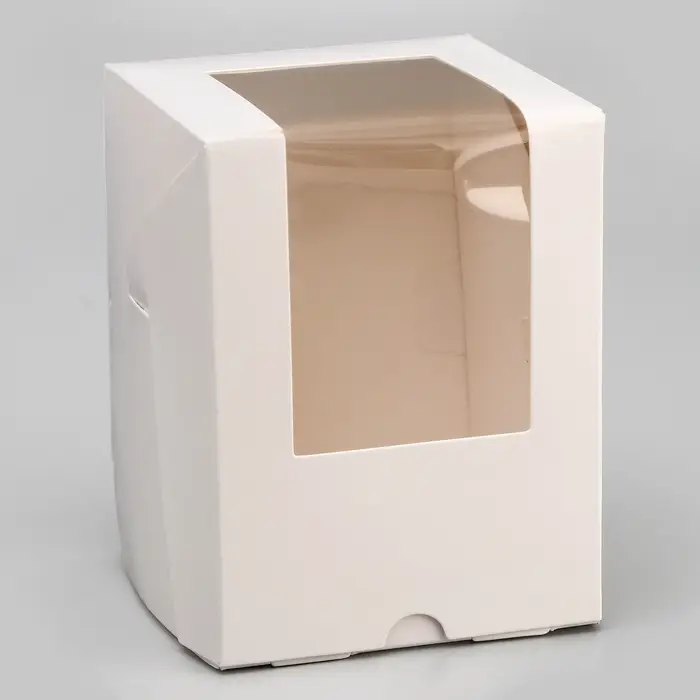 Коробка для 1 капкейк с окном, белая, 12.5&times;9.5&times;9.5 см