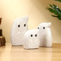 Набор сувенирный "Привидения" дерево H 12, 9, 7 см, цв. светло-серый