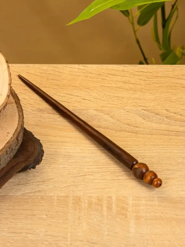 Заколка для волос фигурная, дерево Соно, 20 см, цв. тёмно-коричневый