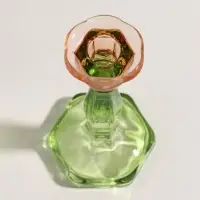 Подсвечник стекло "Градиент. Грани" оранжево-зелёный d=2,2 см 10х10х19 см