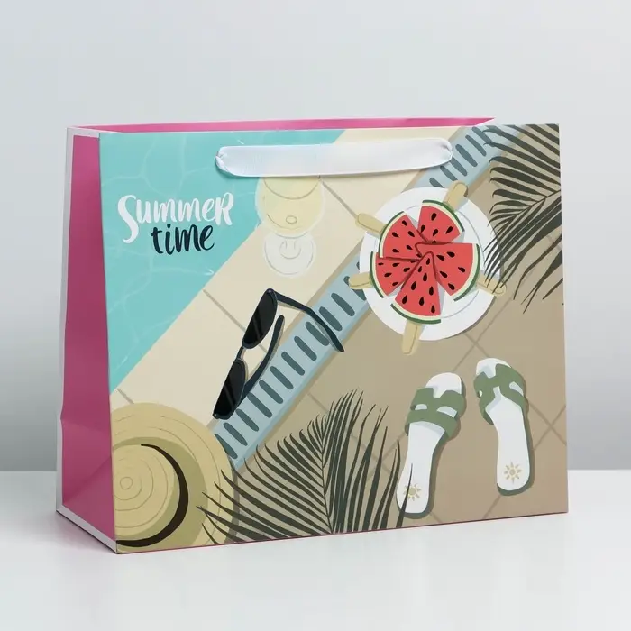 Пакет подарочный ламинированный с пластиковым окном, упаковка, &laquo;Летние истории&raquo;, 32.5 х 26.5 х 13.5 см
