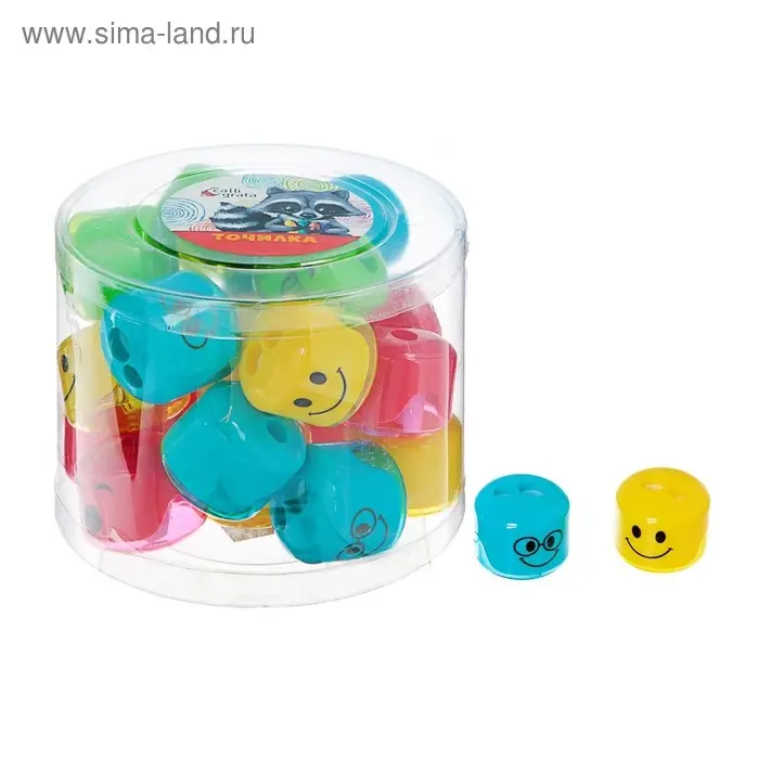 Точилка с контейнером &laquo;Смайл&raquo;, двойная, корпус МИКС