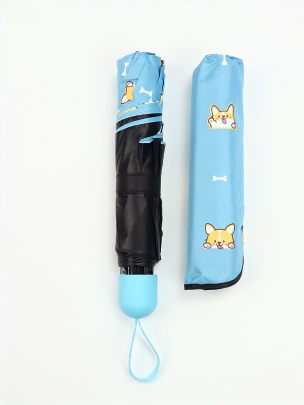 Зонт механический &laquo;Корги&raquo;, эпонж, 4 сложения, 8 спиц, R = 50/55 см, D = 110 см, цвет МИКС