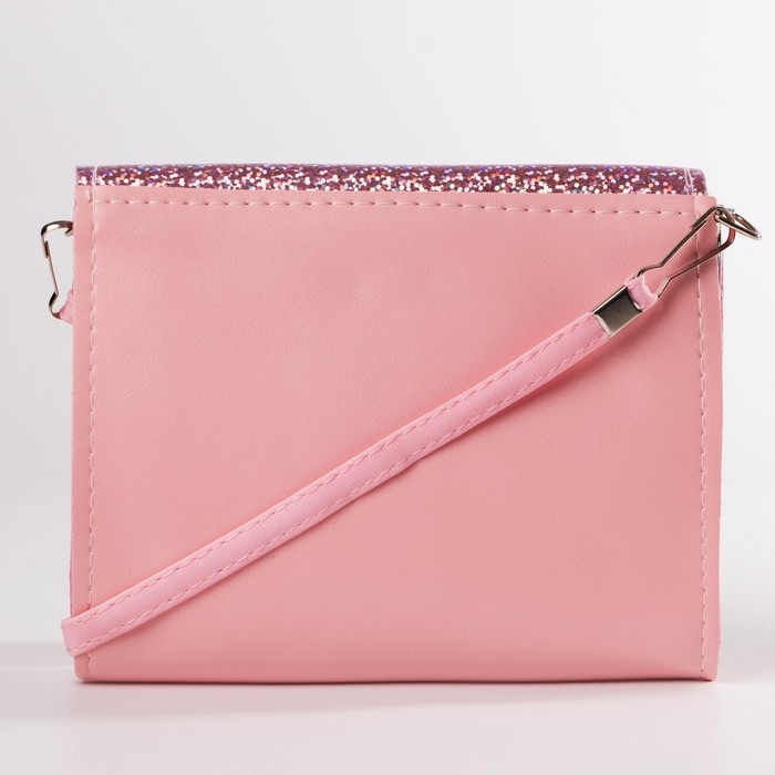 Сумка детская для девочки "Блестящий котик", на клапане, цвет розовый, 15х4х12 см