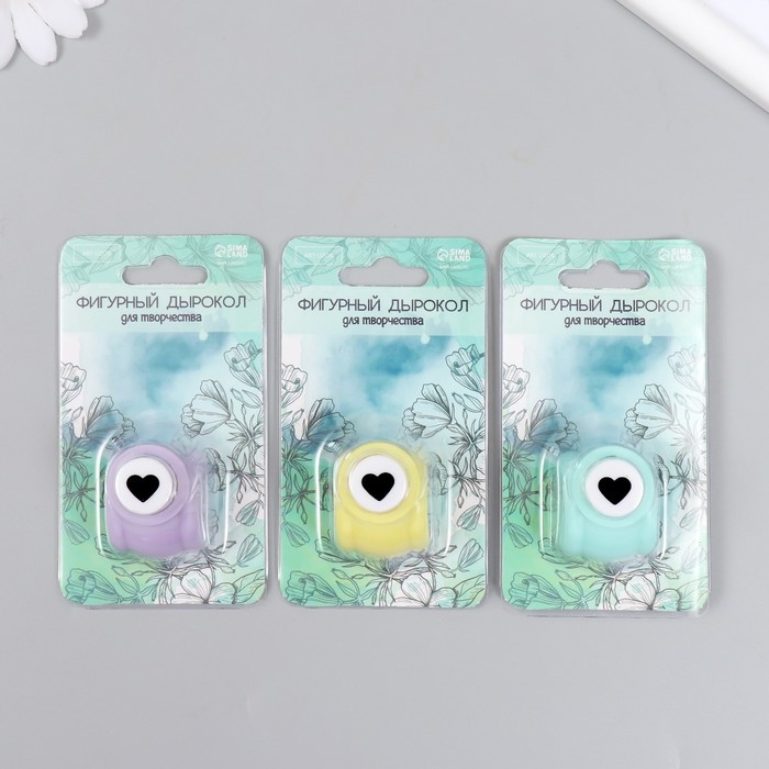Дырокол фигурный "Сердечко" d=1 см 3х2,5х3 см МИКС