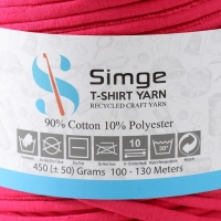 Трикотажная пряжа вторичная 90% хлопок,10% п/э, 100м/450&plusmn;50 гр (фуксия) МИКС