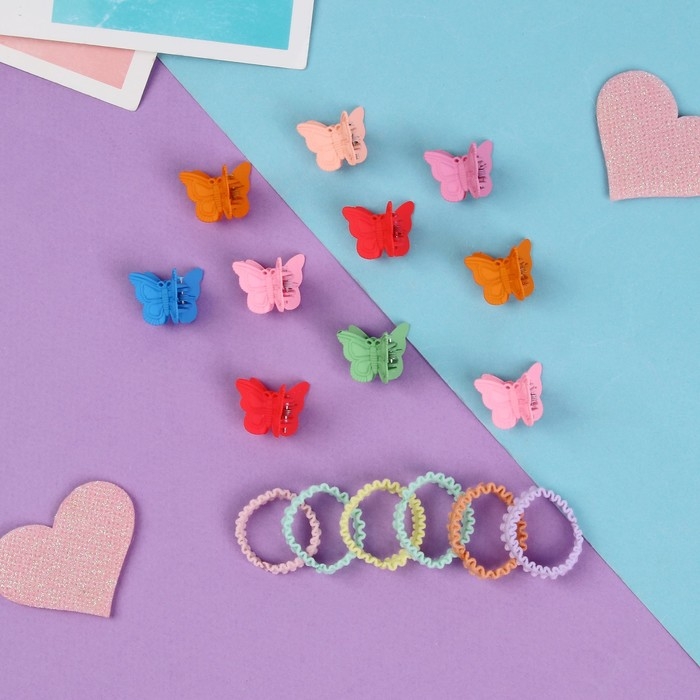 Набор для волос "Солнышко" (6 резинок,10 крабиков) бабочка