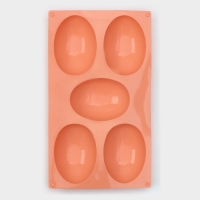 Форма для выпечки Доляна &laquo;Яйцо&raquo;, силикон, 30&times;17,5 см, 5 ячеек (10&times;7&times;3,5 см), цвет МИКС