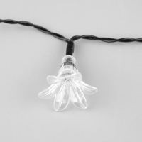 Гирлянда &laquo;Нить&raquo; 4.5 м с насадками &laquo;Цветы&raquo;, IP44, тёмная нить, 30 LED, свечение мульти, 2 режима, солнечная батарея