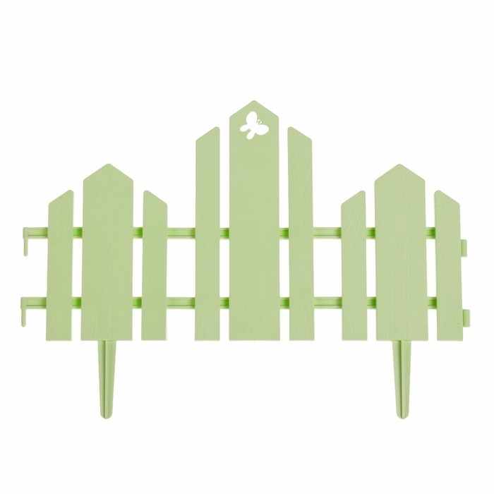 Ограждение декоративное, 25 &times; 170 см, 5 секций, пластик, салатовое, &laquo;Чудный сад&raquo;