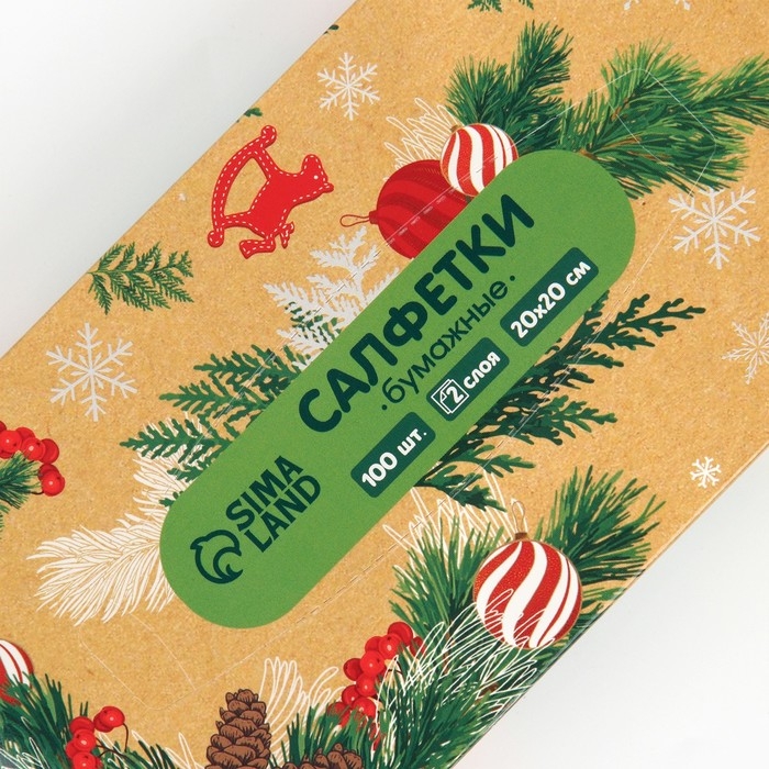 Салфетки бумажные в коробке &laquo;Новый год! Зимний уют&raquo;, 100 шт, двухслойные