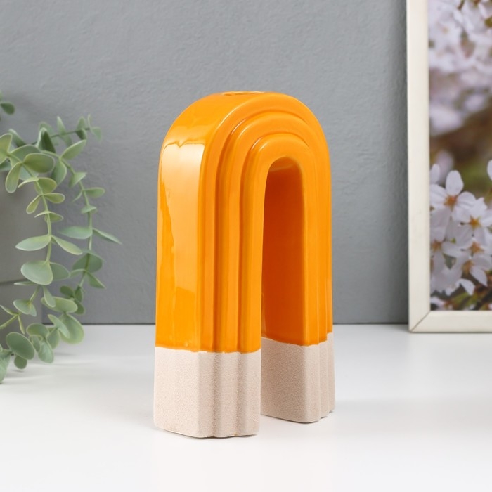 Подсвечник керамика на 1 свечу "Скара" песочно-оранжевый 10,3х6,2х18 см