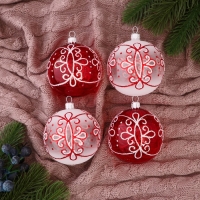 Набор новогодних шаров "Диадема" (набор 4 шт) d-7,5 см