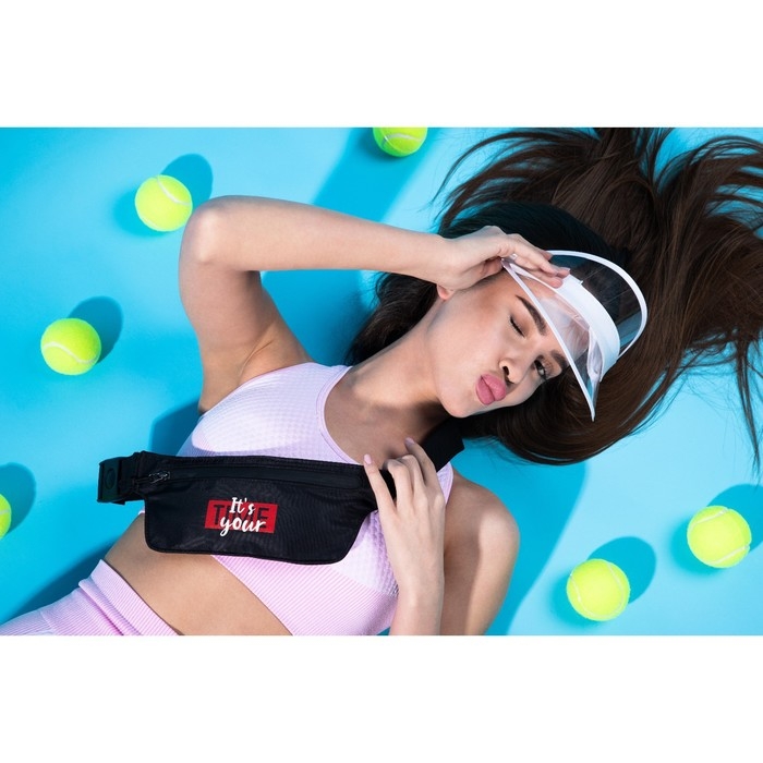 Сумка поясная для бега it&lsquo;s your time на молнии, цвет чёрный