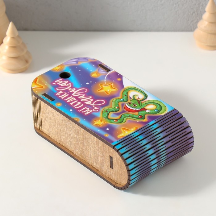 Новогодняя шкатулка-книга "Змея. Загадывай" 13х7х4 см