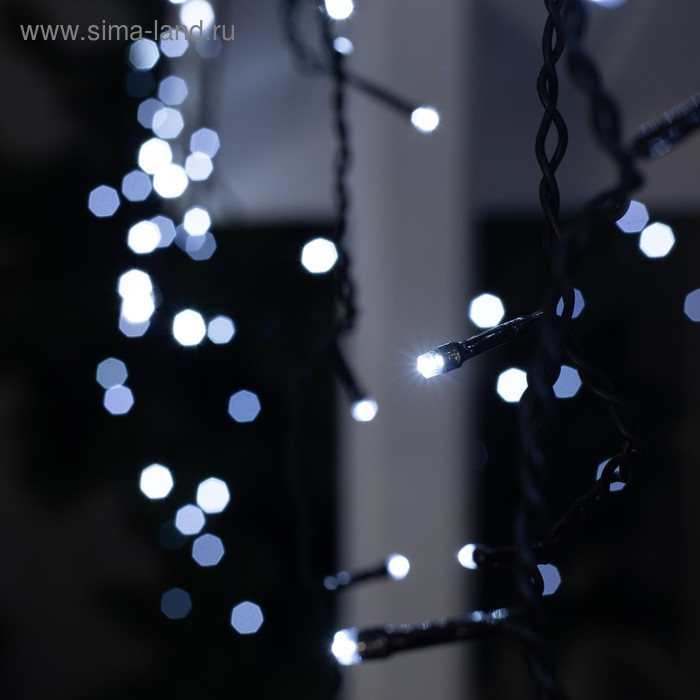 Гирлянда &laquo;Бахрома&raquo; 3 &times; 0.6 м, IP44, УМС, тёмная нить, 160 LED, свечение белое, мерцание белым, 220 В