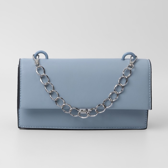 Цепочка для сумки, с карабинами, металлическая, плоская, 19 &times; 15 мм, 30 см, цвет серебряный