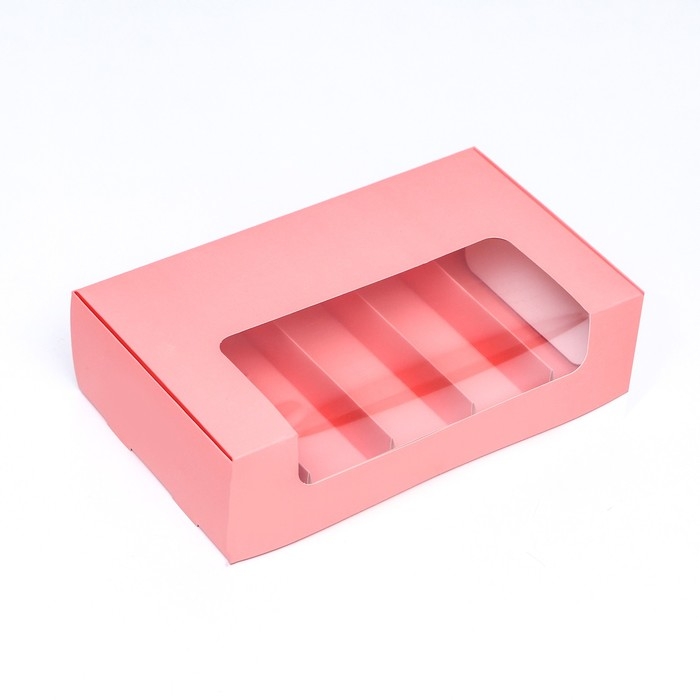 Коробка складная, под 5 эклеров розовый, 25 х 15 х 6,6 см
