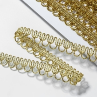 Тесьма декоративная &laquo;Петля&raquo;, 12 мм, 10 &plusmn; 1 м, цвет золотой