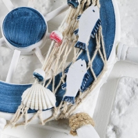 Декор интерьерный &laquo;Штурвал&raquo; на стену, бело-синий, 23 х 23 х 1,5 см