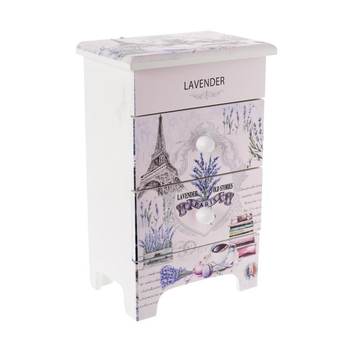 Шкатулка дерево комод 2 ящика "Эйфелева башня, лаванда" 18,5х11,5х7,5 см