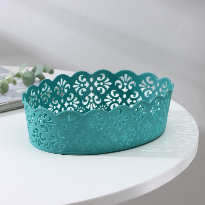 Корзина для хранения Доляна &laquo;Кружевной узор&raquo;, пластик, 21,5&times;15,5&times;6 см, цвет МИКС