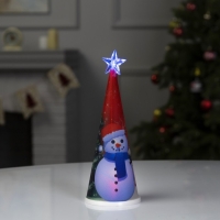 Светодиодная фигура &laquo;Ёлка со снеговиком&raquo; 7.5 &times; 21 &times; 7.5 см, пластик, батарейки CR2032х1 (в комплекте), свечение мульти