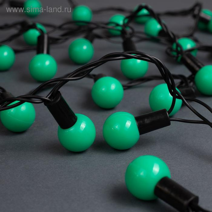 Гирлянда &laquo;Нить&raquo; 10 м с насадками &laquo;Шарики 2.5 см&raquo;, IP44, тёмная нить, 100 LED, свечение зелёное, 8 режимов, 220 В