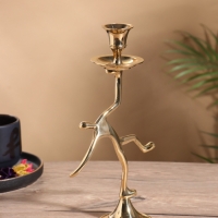 Подсвечник на 1 свечу "Люмьер" на конусе 14х6,5х23 см, латунь, цв. золото