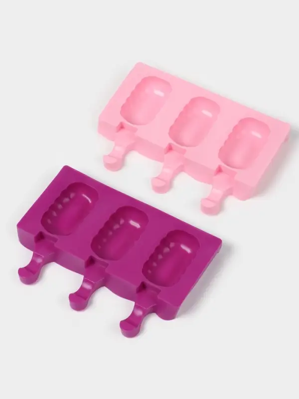 Форма для мороженого &laquo;Эскимо волна&raquo;, силикон, 19.4&times;13 см, 3 ячейки (7&times;4 см), МИКС