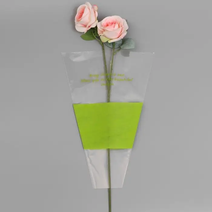 Пакет конус для цветов, с нетканым материалом, 26+7&times;37 см, салатовый