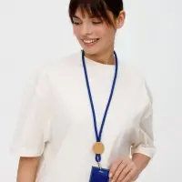 Шнурок для бейджа Tube Wood, синий