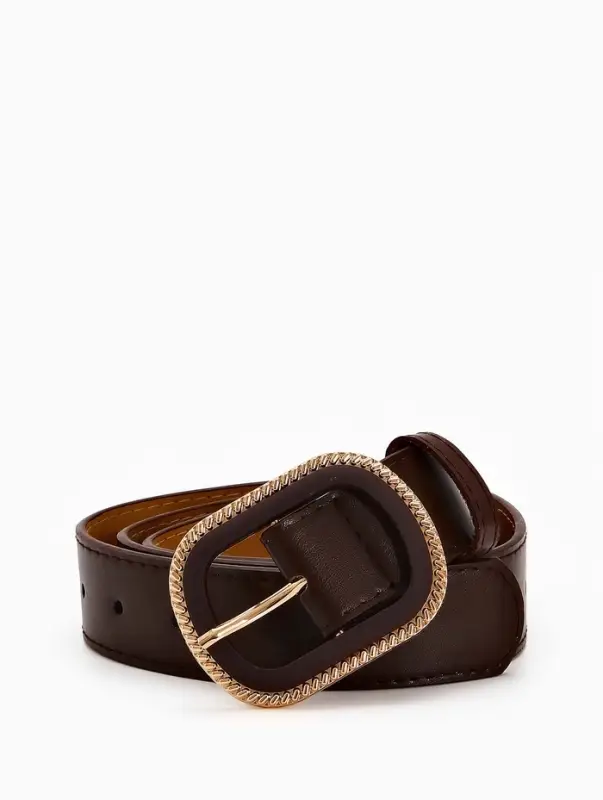 Ремень жен 05-01-07-01, Июнь2507, 3*0,3*110 см, без винта, пряж золото+пласт, 1 прокол корич   10903