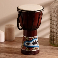 Сувенирный музыкальный инструмент "Барабан Джембе узорчатый" 30х16х16 см МИКС