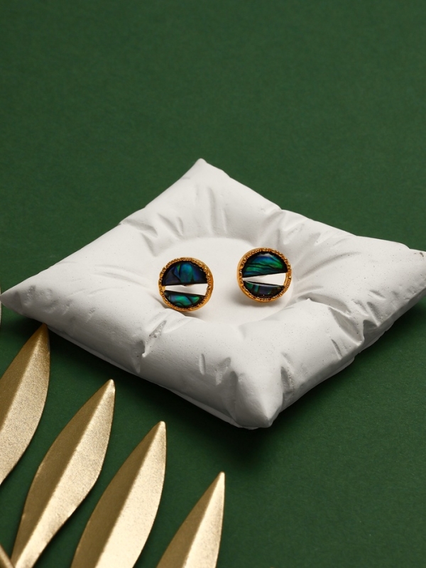 Серьги &laquo;Галиотис&raquo; круг, зелёные в золоте