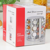 Набор для специй из стекла на подставке &laquo;Профи&raquo;, 19&times;20 см, 12 шт, цвет серебряный