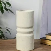 Ваза керамика настольная "Бэрри" прямая кольца, h=24,5 d=11 см, белый